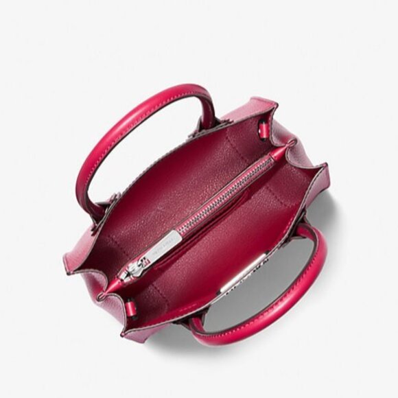 New Michael Kors Mercer Medium Messenger Crossbody Dark Raspberry with Dust bag - Picture 5 of 6